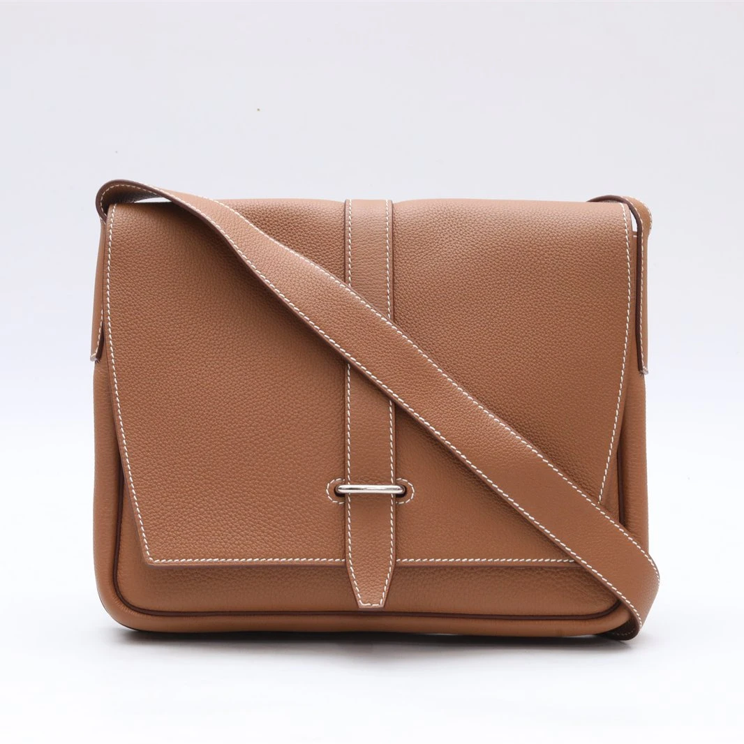 99新 Hermes/爱马仕 小花佳珊信差包 37金棕色 TC皮 B刻 828306