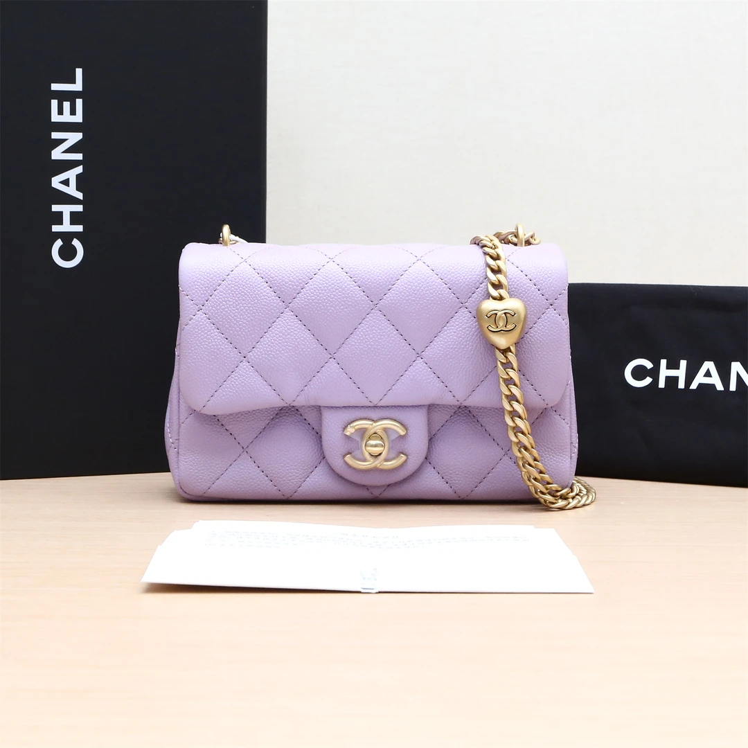 99新 Chanel/香奈儿 【33精选】726199 CF 口盖包 紫色 芯片开