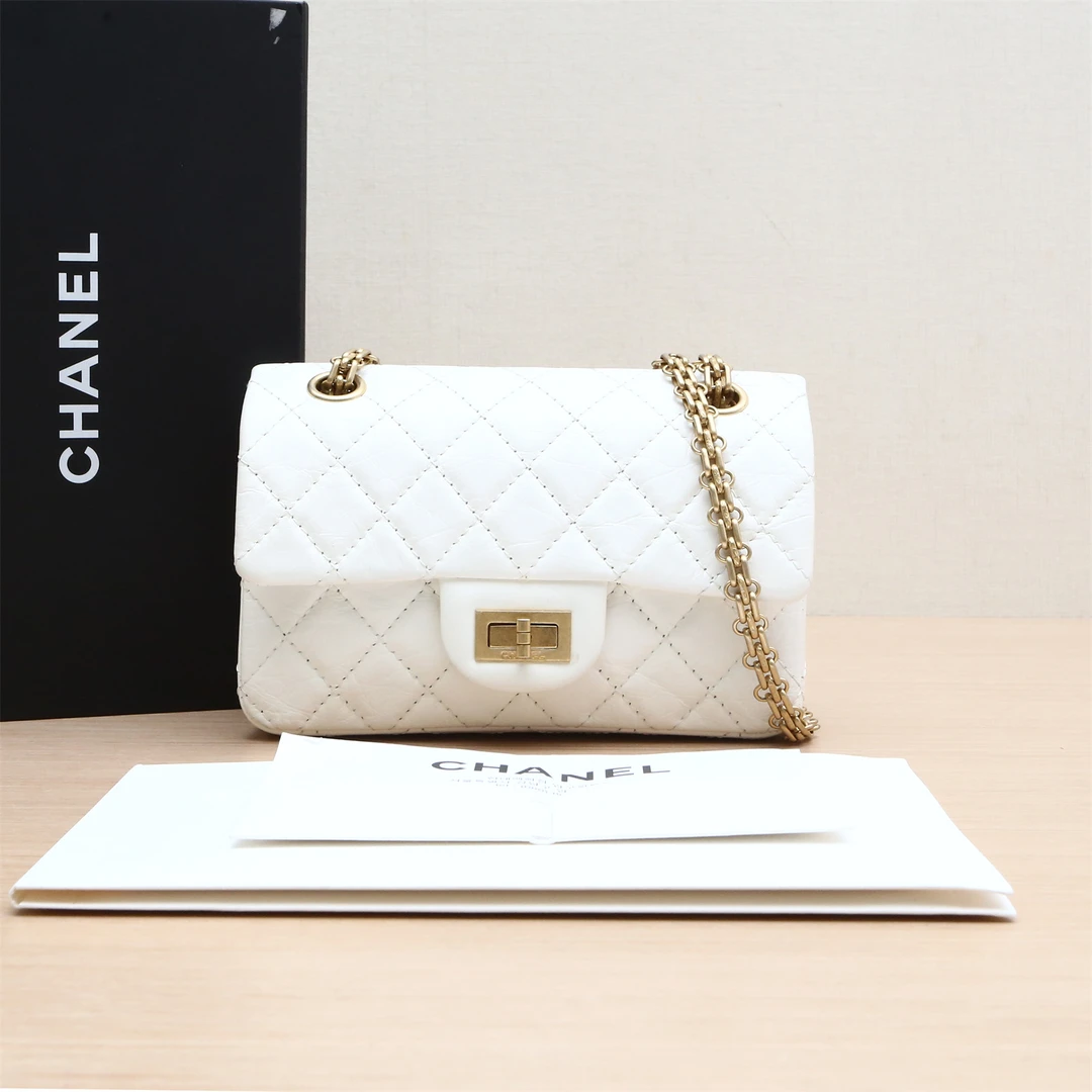 99新 Chanel/香奈儿 小花佳珊3468392.55 口盖包 迷你 20cm 白色