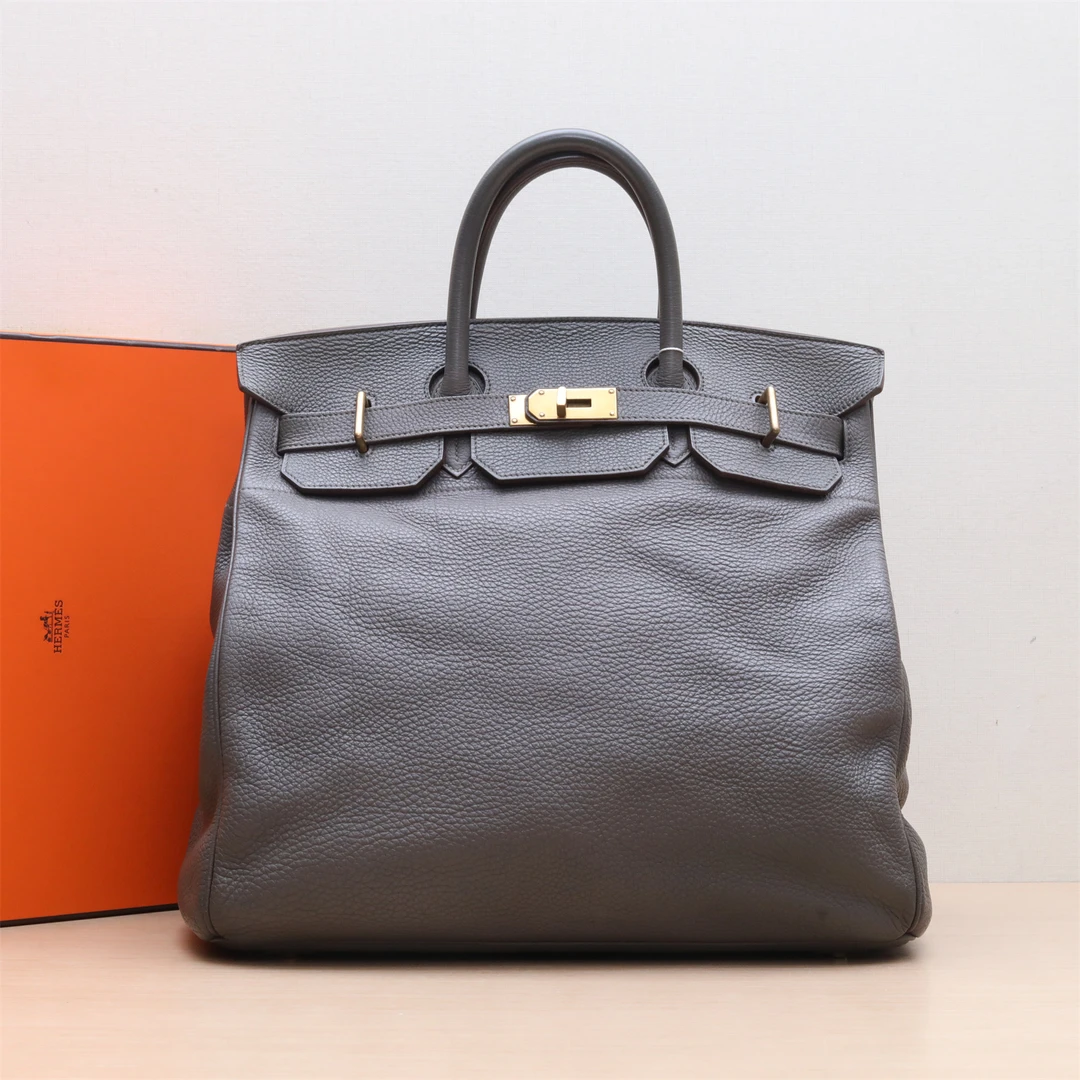 99新 Hermes/爱马仕 小花双双Birkin 40 8F锡器灰 TC皮 框O 金扣