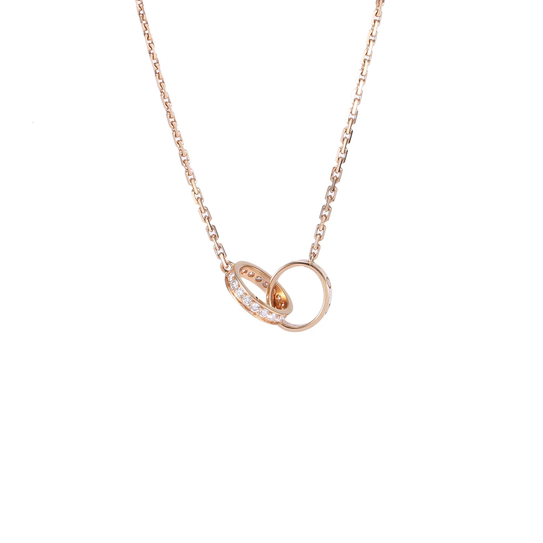 99新 BVLGARI/宝格丽 【33精选】P224725903双环 项链  玫瑰金