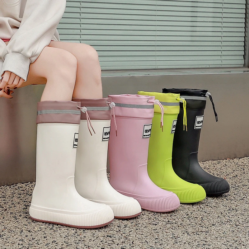 时尚雨靴女士外穿中筒防滑雨鞋轻便防水束口水鞋厚底登山高筒胶鞋
