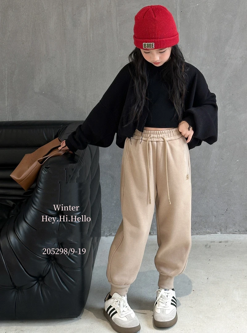 05298高端潮品童装时尚百搭一体绒刺绣针织裤B15-4-3