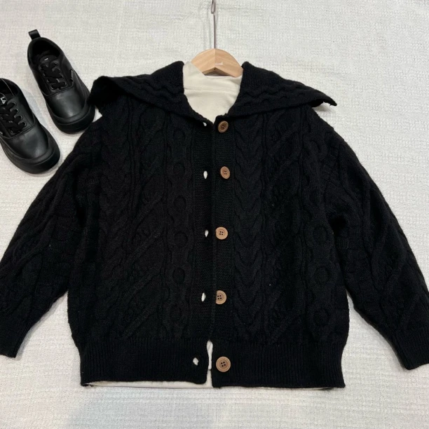 12311高端潮流时尚百搭休闲翻领麻花开衫毛衣A1-1-3