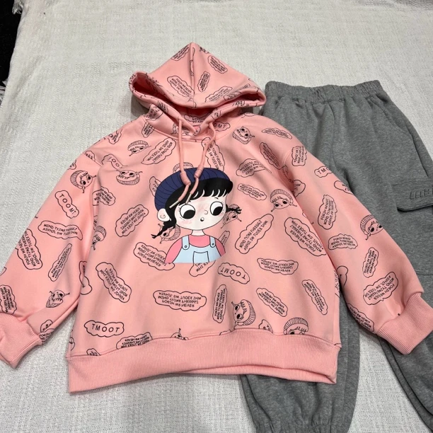 16667高端童装时尚百搭格加绒休闲连帽卫衣B10-2