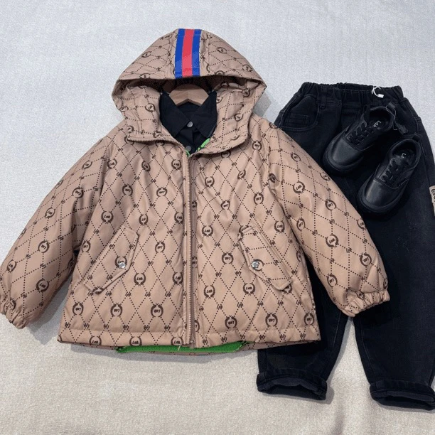 30089高端童装秋冬时尚百搭新款鸭外套绿B19-3-1卡其B15-2