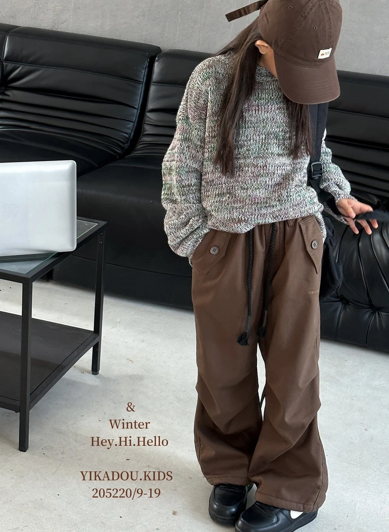 05220高端潮品童装时尚百搭一体绒折叠休闲裤B4-1边