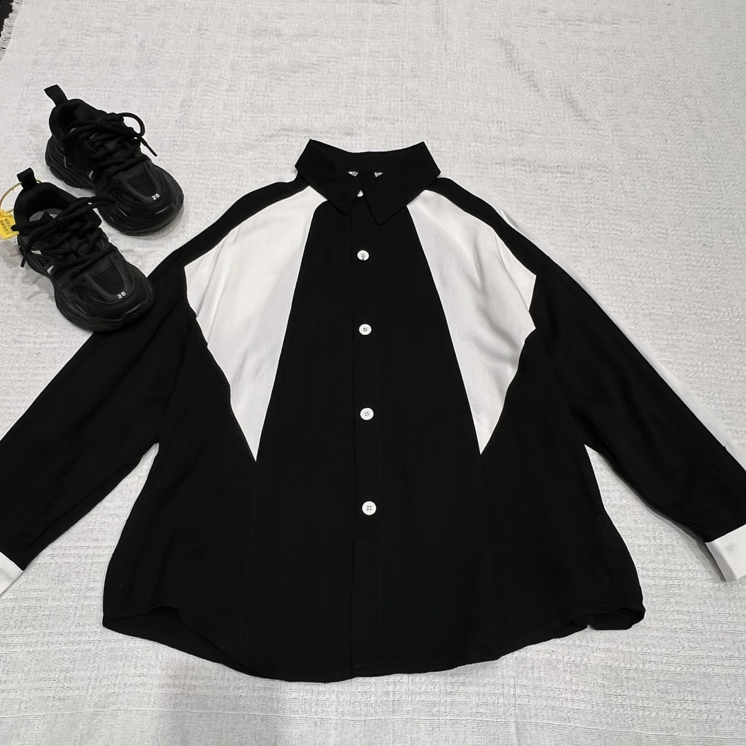 68719高端童装时尚百搭休闲拼接衬衣B3-2-3
