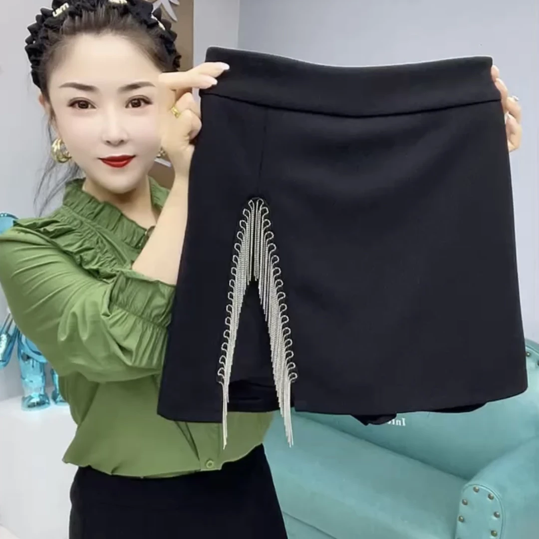 新款女士百搭流苏显瘦洋气半身裙