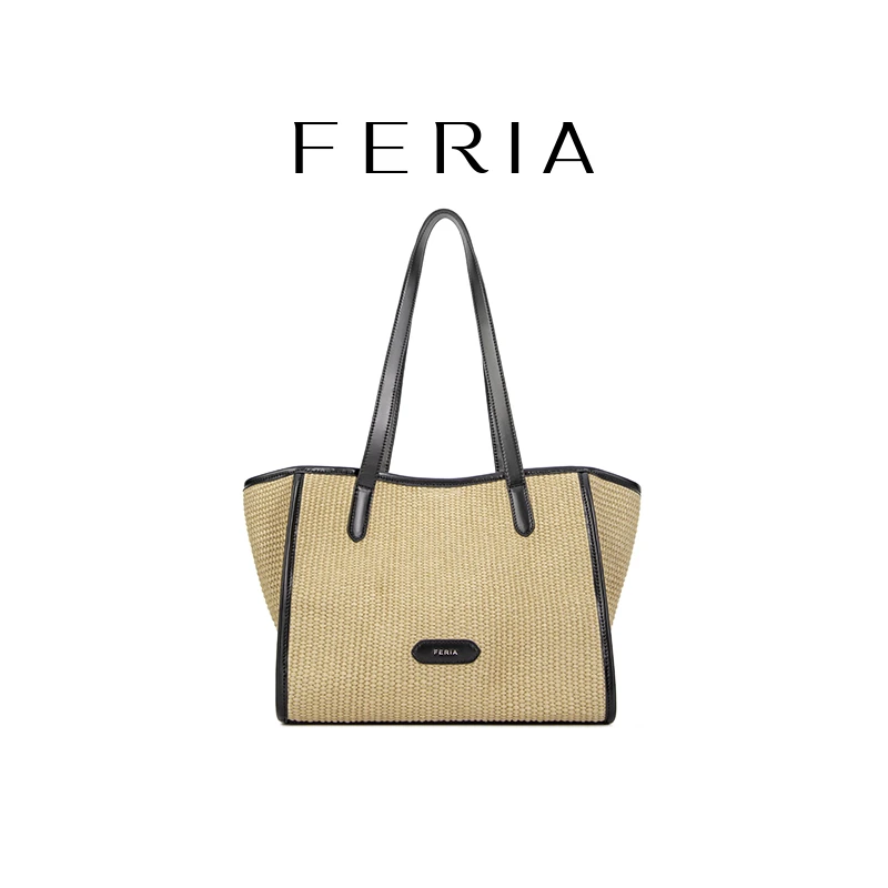 FERIA【假日草编托特包】FE404B191韩国小众品牌轻盈简约包包YY