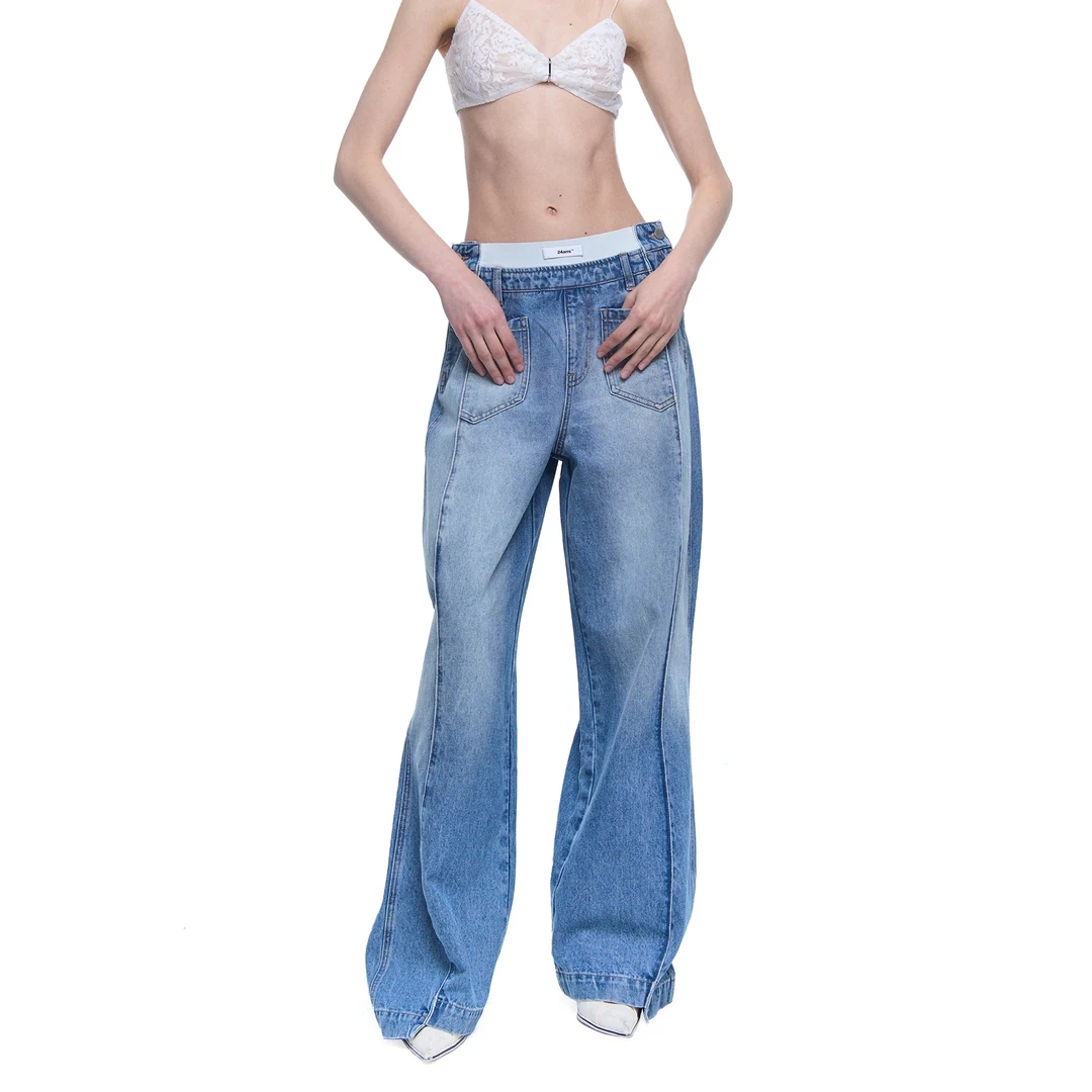 24ans【马嘉祺同款】时尚休闲阔腿显腿长牛仔裤