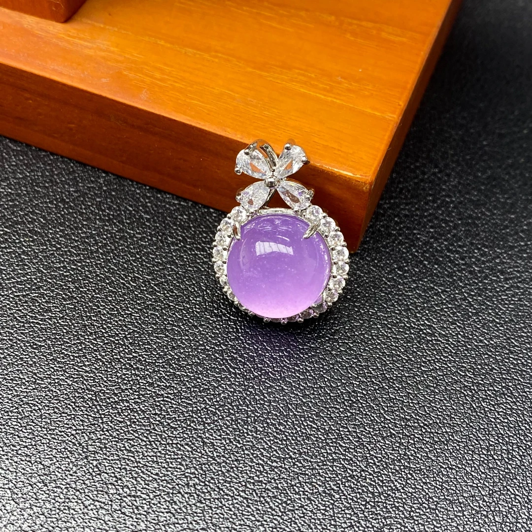 翡翠紫罗兰鸽子蛋吊坠A17