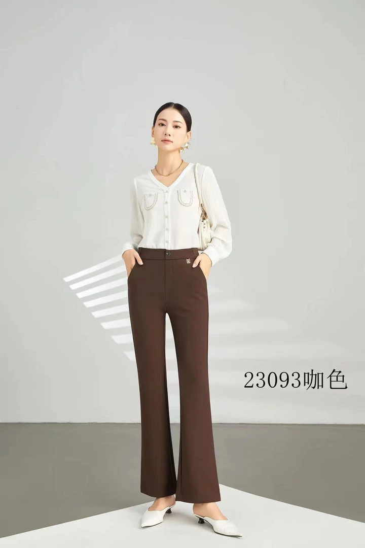 春季微喇阔腿裤气质修身喇叭长裤长100cm货号23093