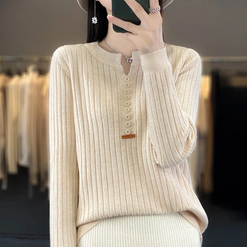 秋季长袖针织衫针织毛衣上衣宽松大码外穿毛衫秋冬内搭371
