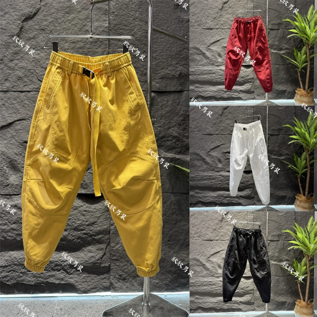 秋冬水洗腰带工装拼接潮流百搭宽松束脚男女同款休闲裤