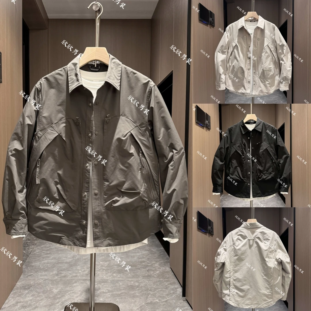潮流工装大兜结构裁剪拼接衬衫领休闲男士外套