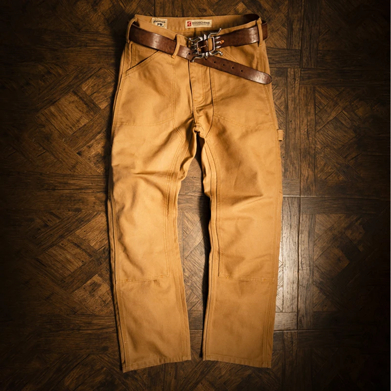 莫臣男士卡其色帆布工装裤美式直筒简约休闲裤矿工裤伐木裤MC501A