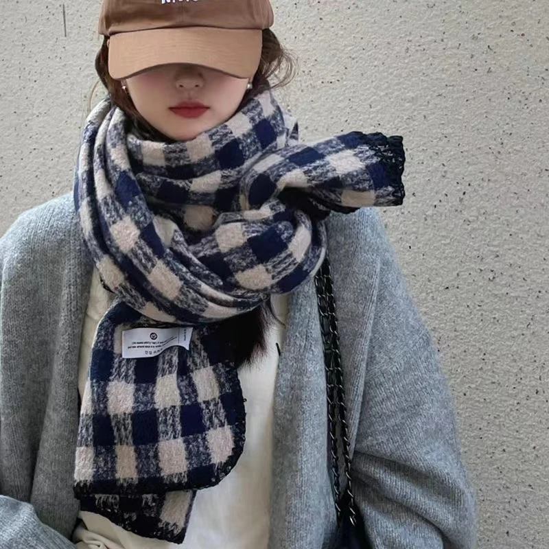 复古格子围巾女士情侣秋冬加厚仿羊绒披肩韩版百搭学生围脖202新