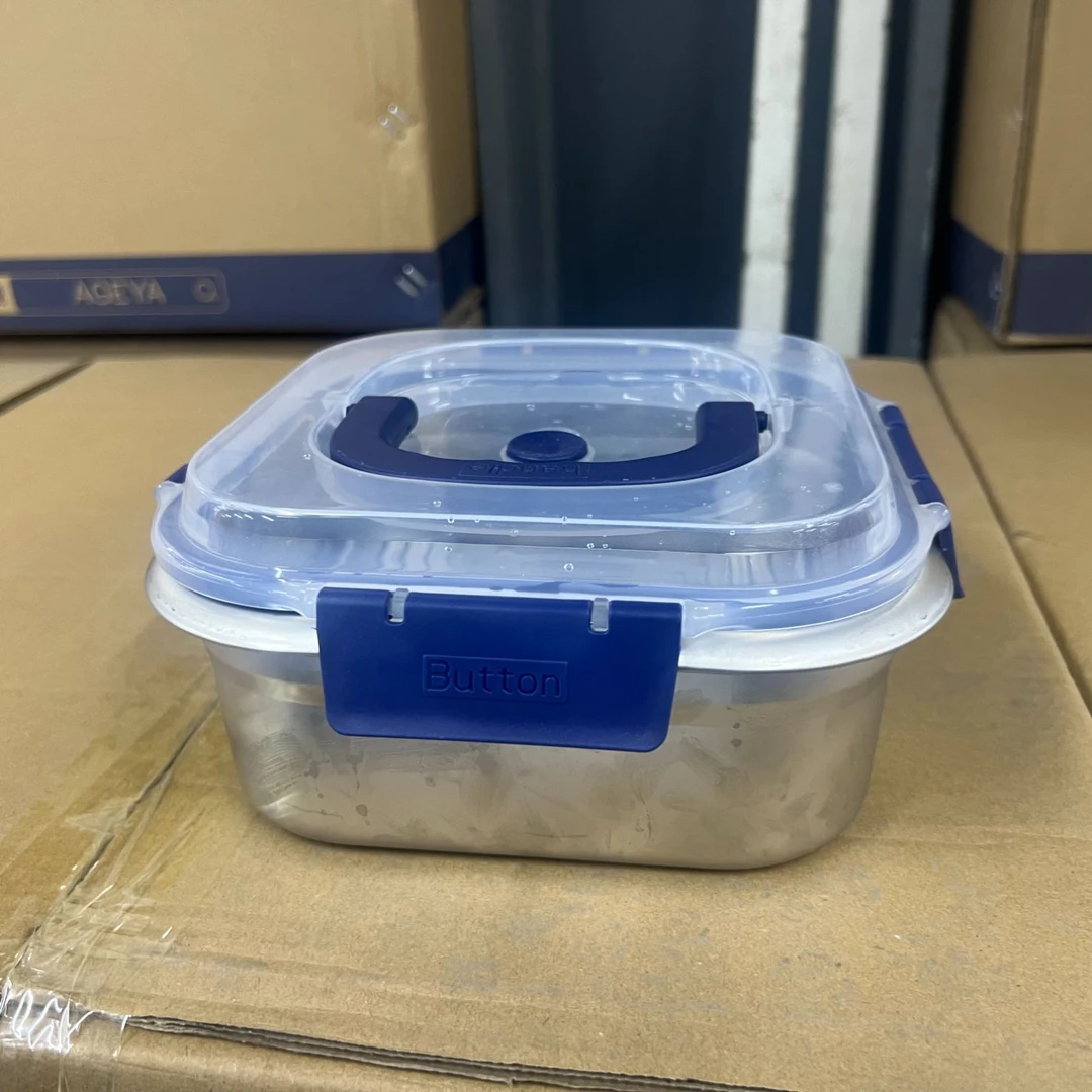 不锈钢保鲜盒家用冰箱烤箱密封防漏收纳盒户外便携手提野餐盒