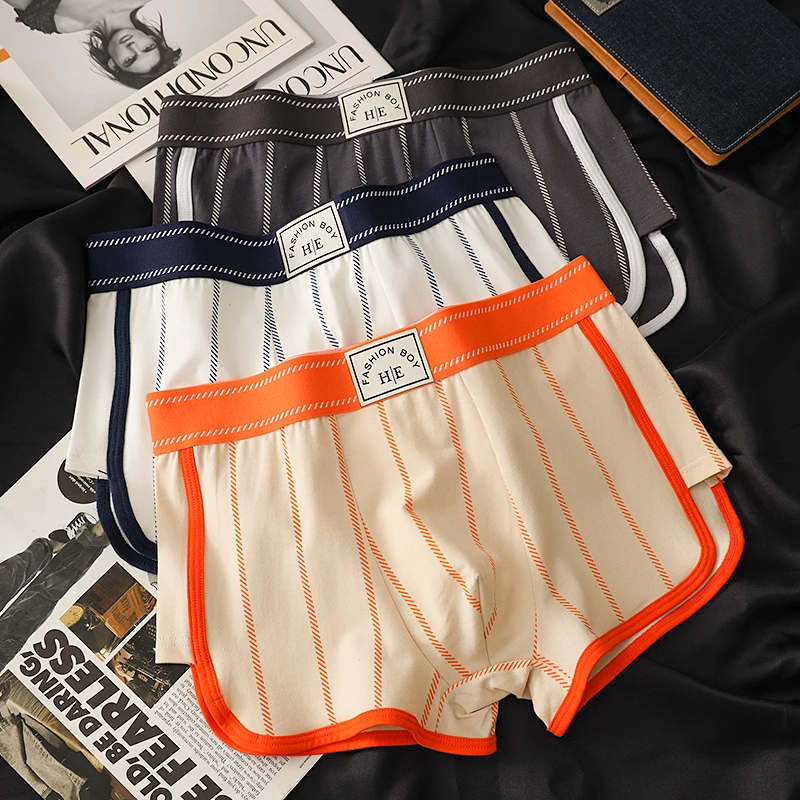 男士内裤棉质休闲潮流个性平角裤宽松运动时尚青年学生四角底裤衩