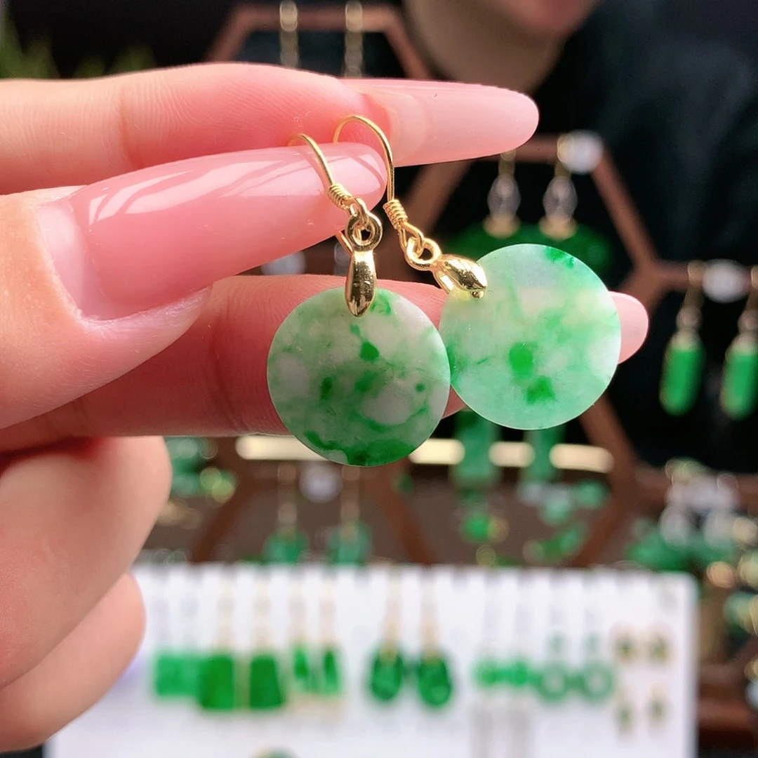 翡翠耳饰银S925镶嵌耳饰