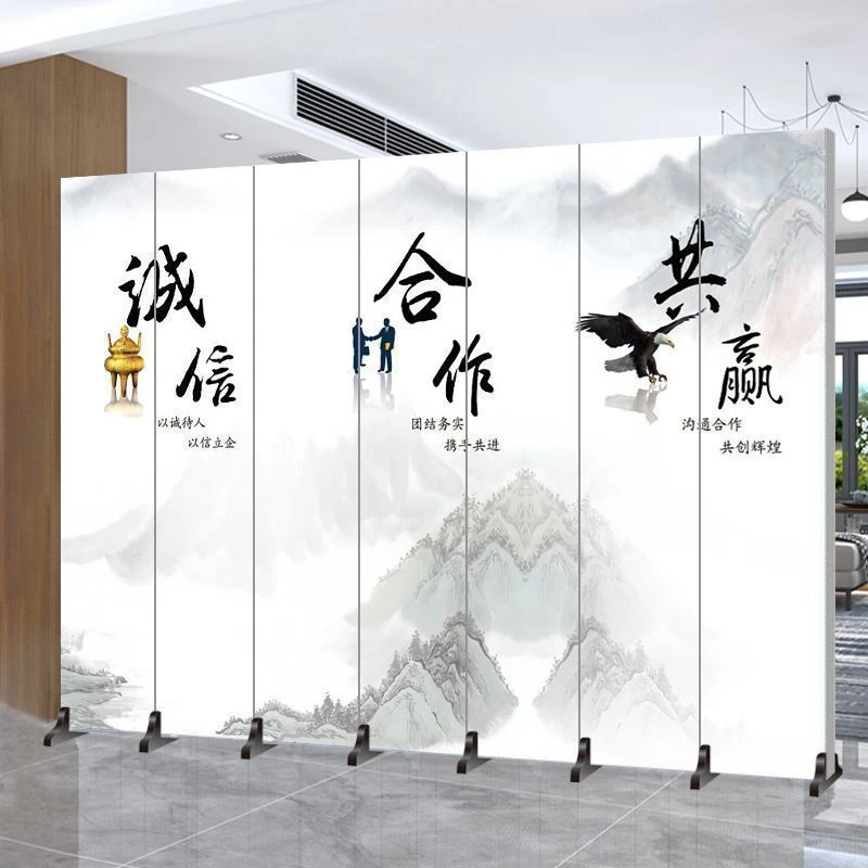 屏风隔断墙饭店包间移动折叠办公室会议室简易遮挡双面折屏玄关