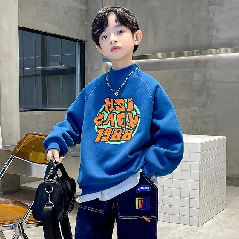 儿童装男童冬装加绒卫衣2025新款男孩冬季加厚秋冬款上衣中大童潮