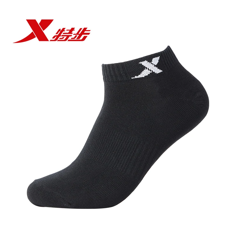 特步运动袜男秋冬黑色短袜正品透气男袜短筒袜子休闲跑步袜子船袜