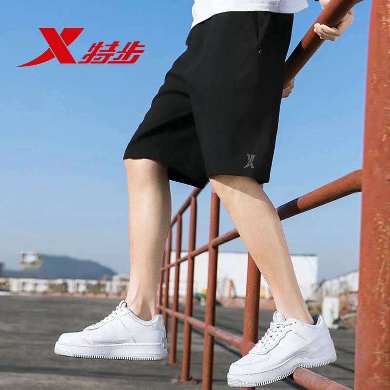 特步运动裤短裤速干秋季薄款透气休闲男士跑步宽松健身五分裤男款
