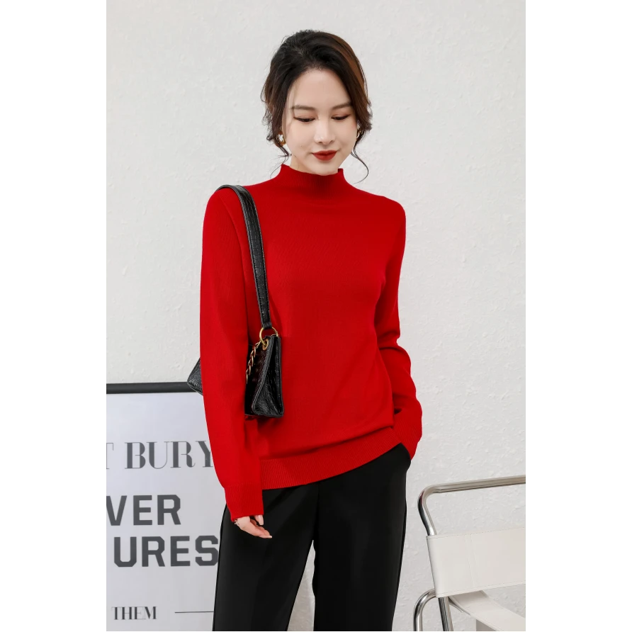 【100%精纺羊毛 可机洗】女式羊毛衫24DAK0705