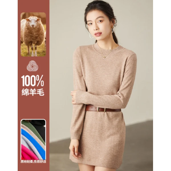 100%绵羊毛百搭简约圆领女式羊毛衫    0002