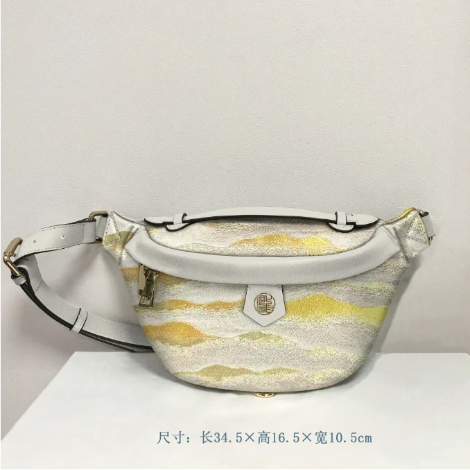 民族风唐锦刺绣缂丝工艺单肩腰包