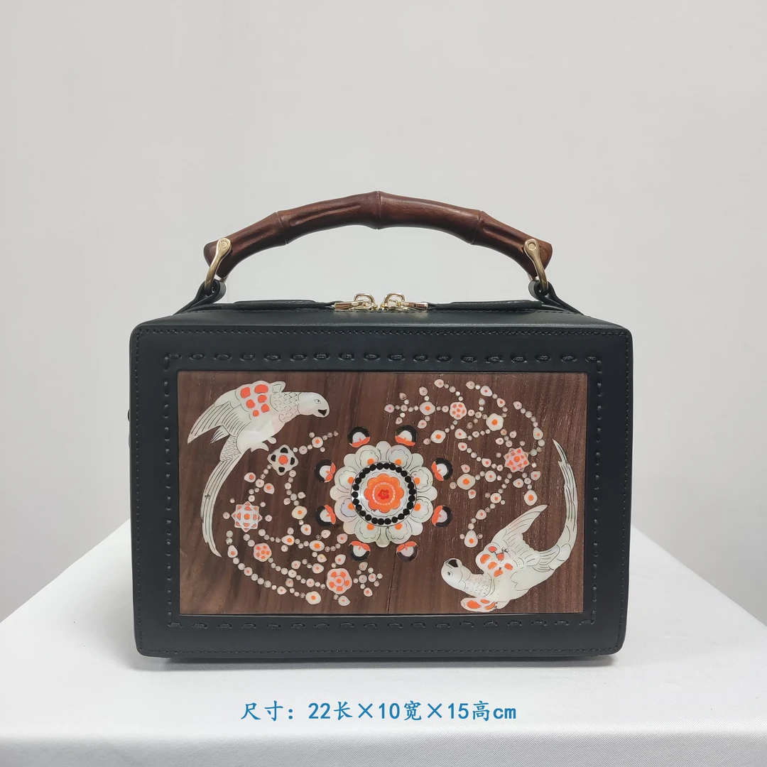 唐代国礼琵琶螺钿双凤宝相花手提斜挎包原创