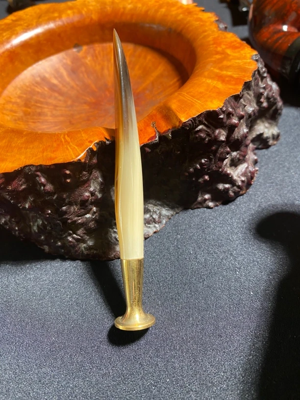 进口牛角铜座烟斗压棒