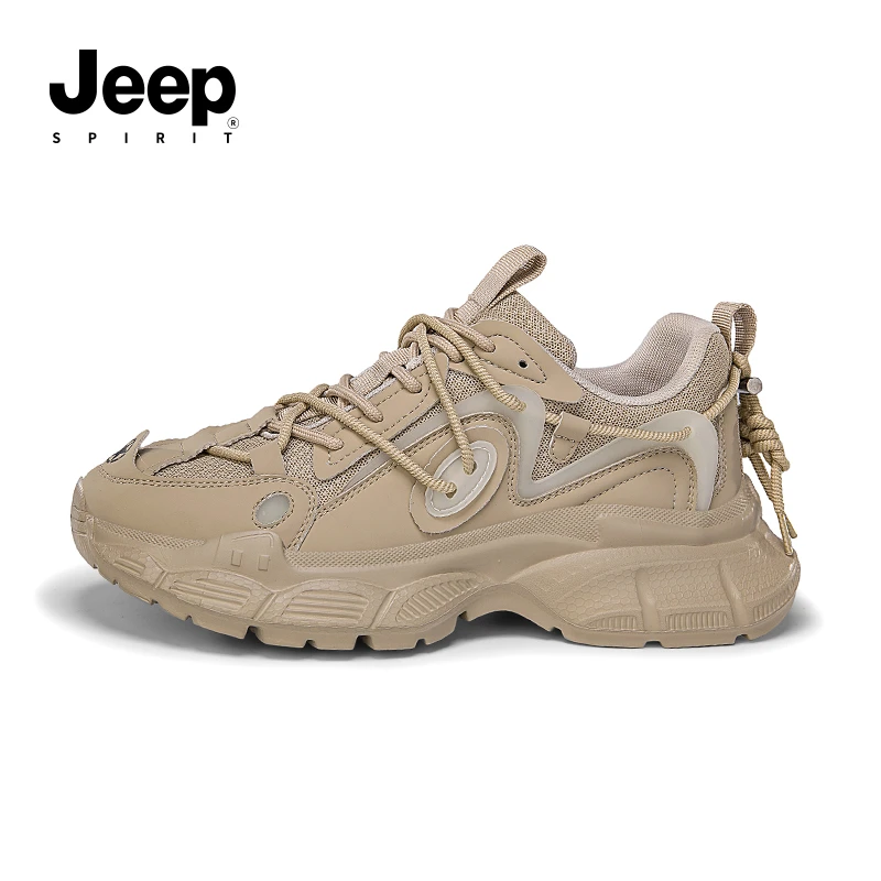 JEEPSPIRIT吉普男鞋四季款网面休闲运动鞋时尚百搭厚底老爹鞋