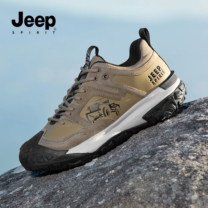 JEEPSPIRIT吉普男鞋2024秋季新款户外低帮老爹鞋防滑耐磨登山鞋男