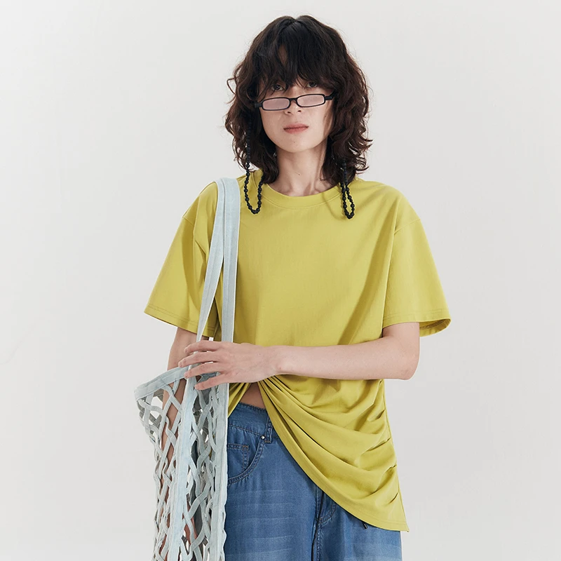 夹生HALF MADE下摆抽褶设计T恤