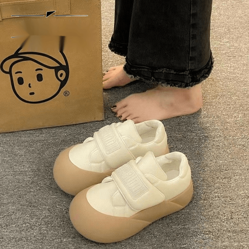 小白鞋女款2023爆款新款百搭防滑大头鞋魔术贴厚底面包鞋女款板鞋