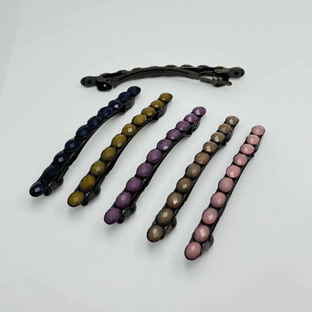 1384-1388韩国复古气质彩豆一字8厘米弹簧夹