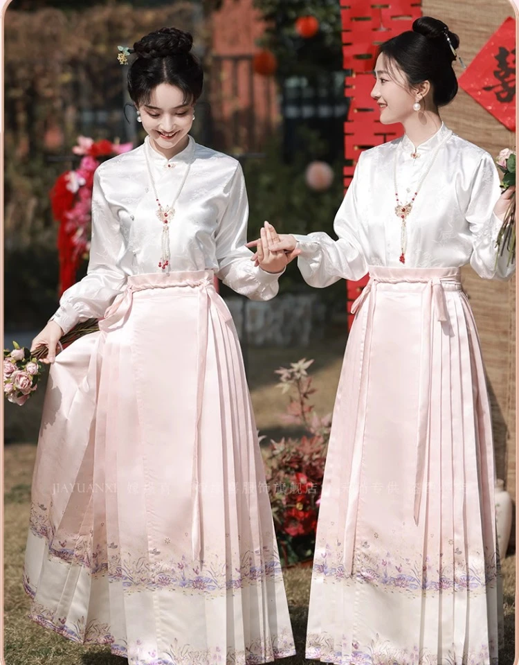 中式伴娘服女春24K新款马面裙套装中国风姐妹团汉服日常穿