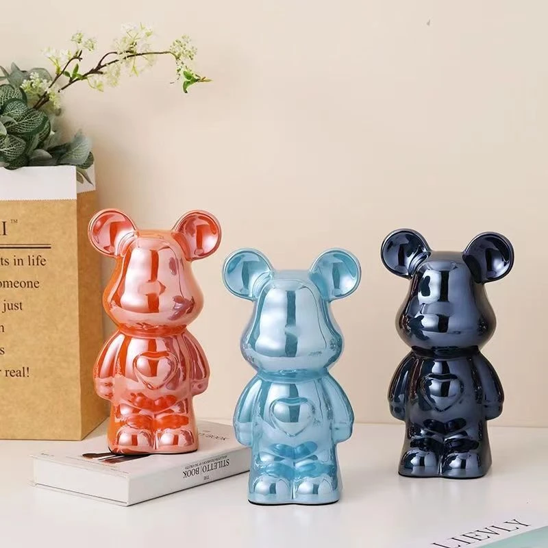 爱心熊网红轻奢陶瓷摆件客厅酒柜电视柜玄关装饰品存钱罐卡通熊