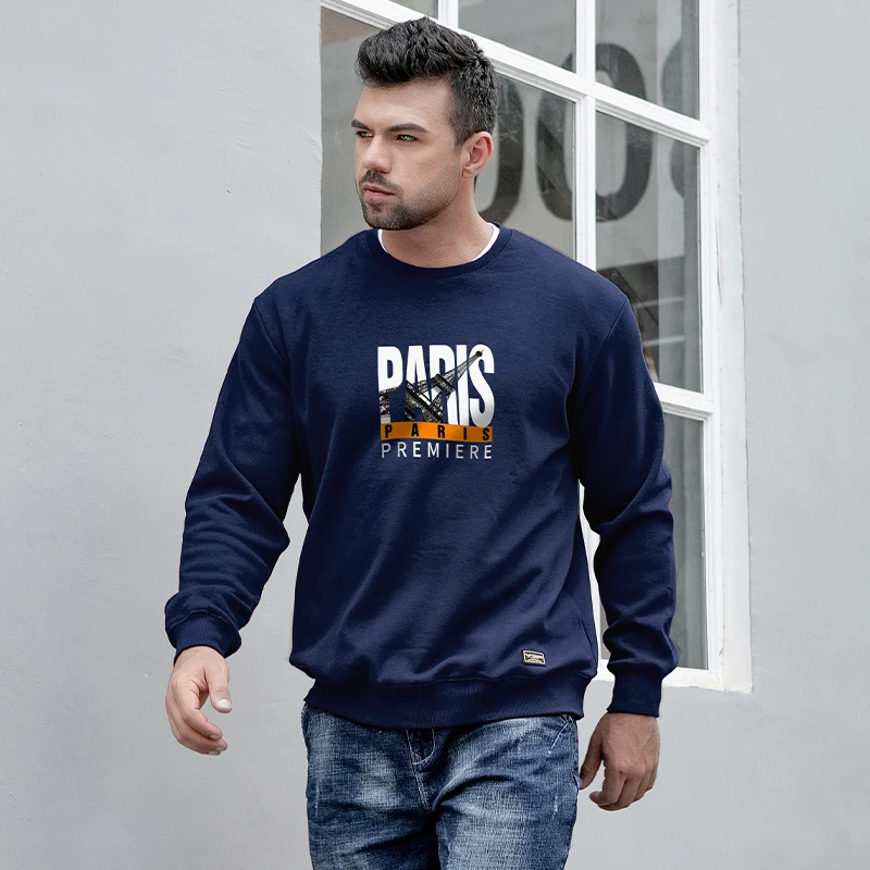 胖哥哥大码卫衣男加肥加大圆领印花潮胖男士宽松肥佬加绒男装秋季