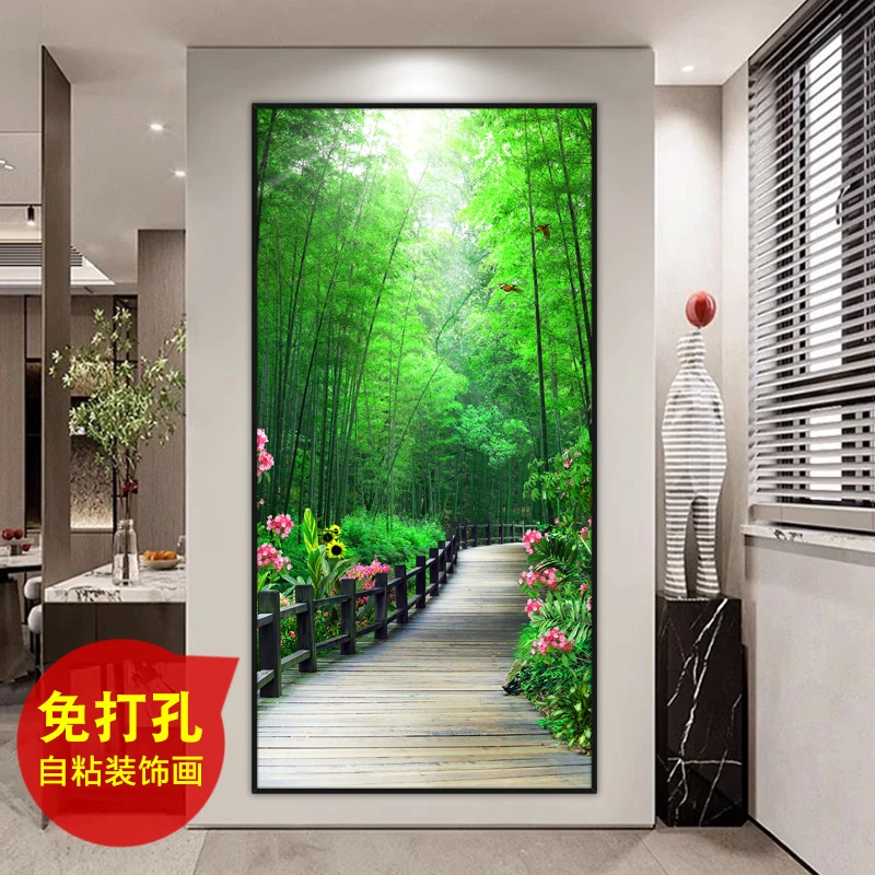 玄关客厅自粘装饰画餐厅装饰画餐厅装饰画手工防水实木色彩艺术画