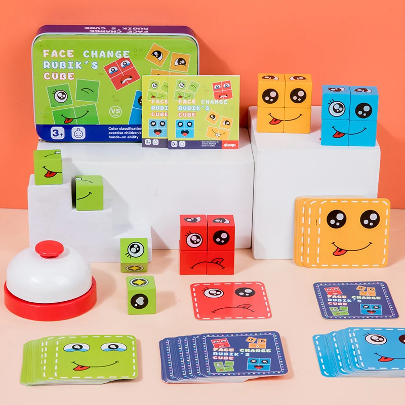 变脸魔方积木拼图带铃铛对战火亲子儿童趣味桌面游戏益智玩具