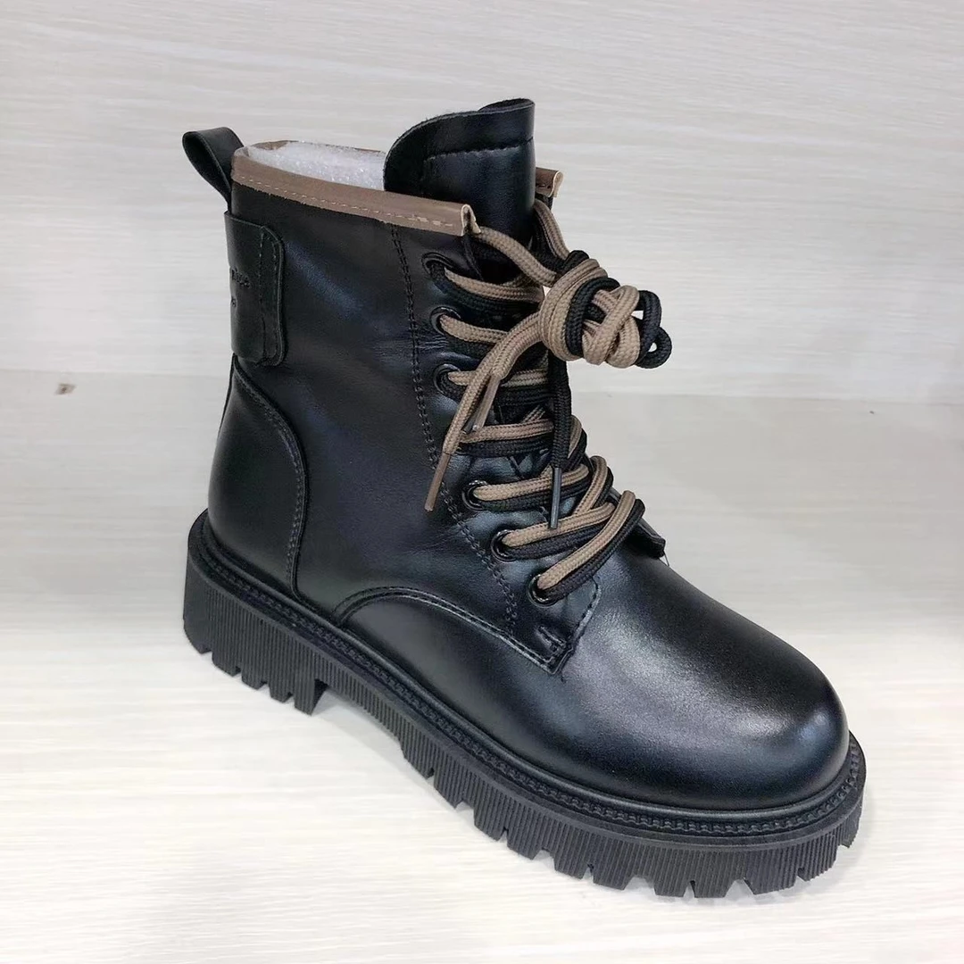 a05款加绒双色鞋带侧边带拉链马丁靴个别微瑕