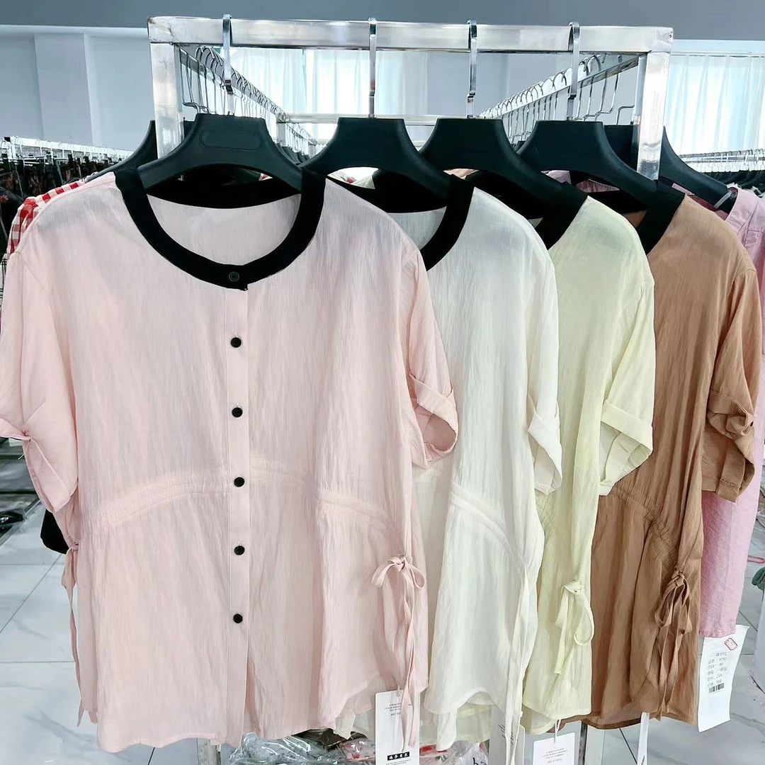 556款领口黑色拼接款腰部抽绳4色小衫个别微瑕