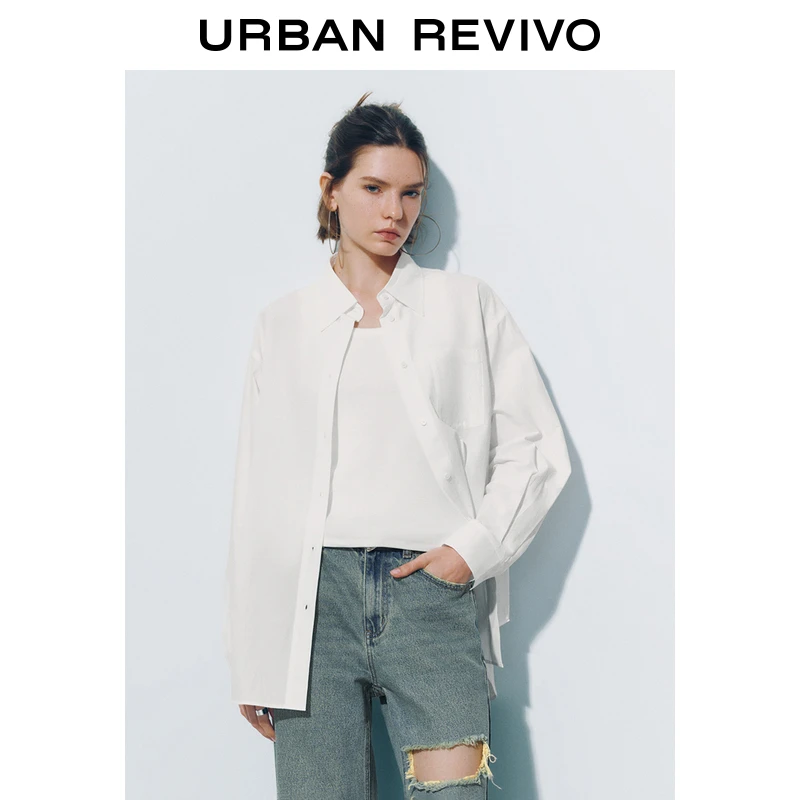 UR女时尚镂空蝴蝶结系带长袖开襟衬衫UYL240011