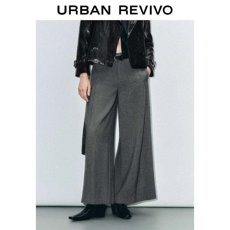 UR女装格雷系轻通勤风微褶阔腿裤UWG640127