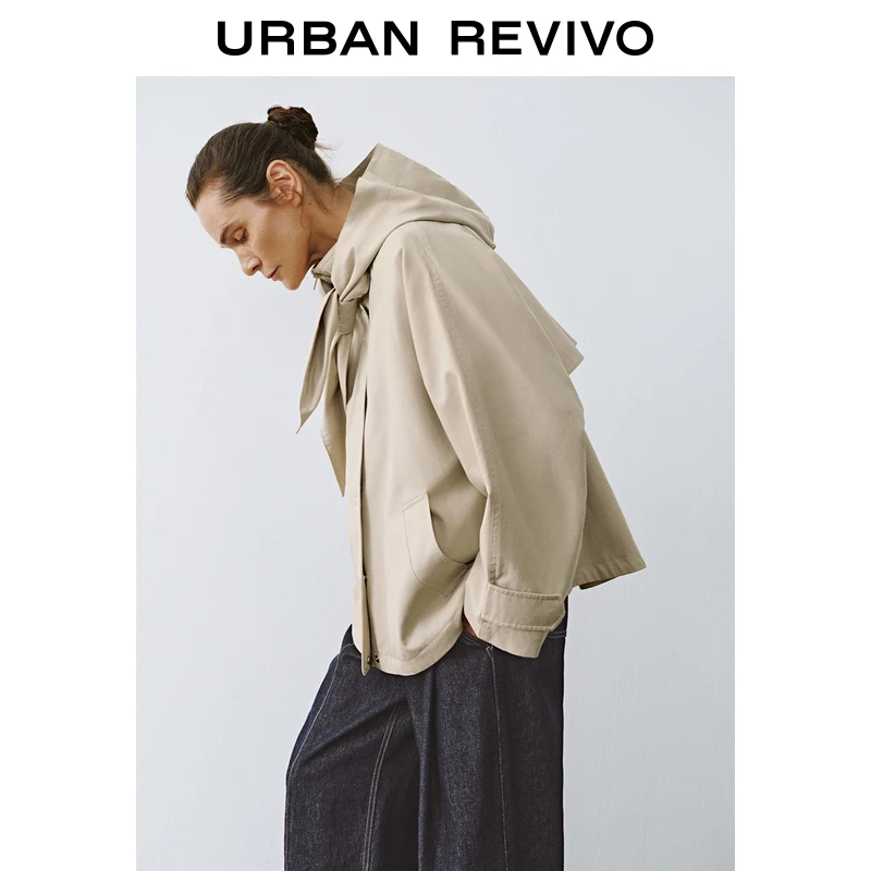 UR新款女装时尚气质显瘦设计感斗篷式立领连帽外套UWH140059