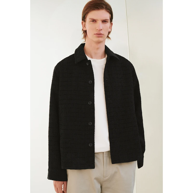 UR2024春夏新款男装潮流时髦肌理质感夹克领宽松外套UMF140007